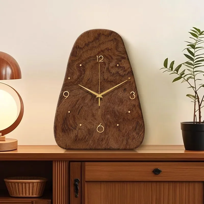For 2025 New Medieval Style Wooden Pendulum Clock Silent High End Desktop Ornament Wall Clock for Living Room Home Decor