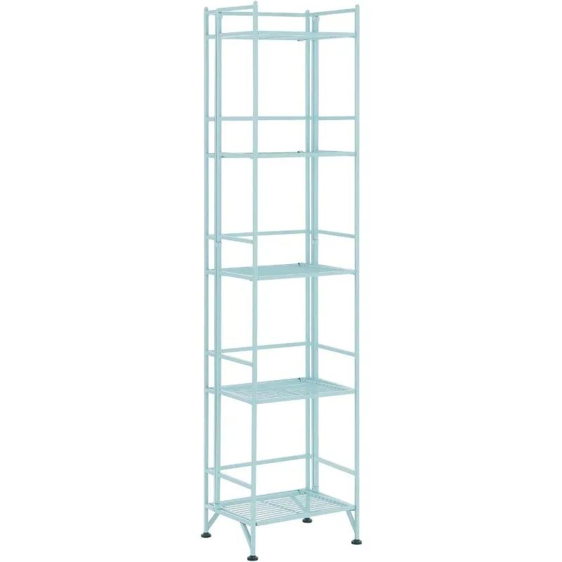 Xtra Storage Shelves - 5-Tier Folding Metal Shelving, Modern Shelves for Storage and Display in Living Room, Bathroom, Office