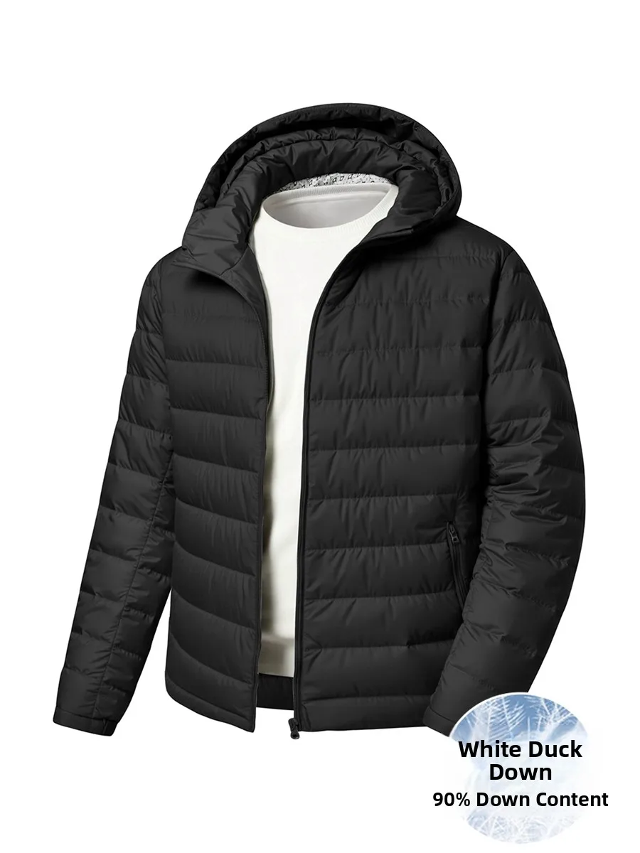 

Новая мужская легкая теплая куртка-пуховик больших размеров с капюшоном на флисовой подкладке для активного отдыха и повседневной носки