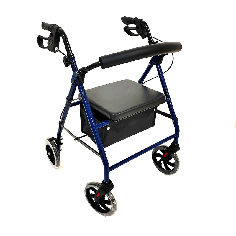 Multifunctional Elderly Walker Chair, 4 Wheels, Rehabilitation Therapy Aid, Adjustable Height, Foldable Design, Mobility Support