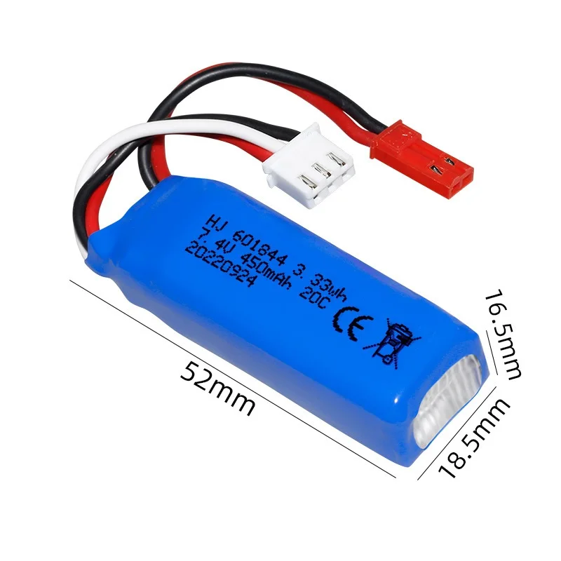 Wltoys K969 K989 284131 RC Car Spare Parts 1/28 Scale Original Parts 7.4V Lithium Battery 450 Mah