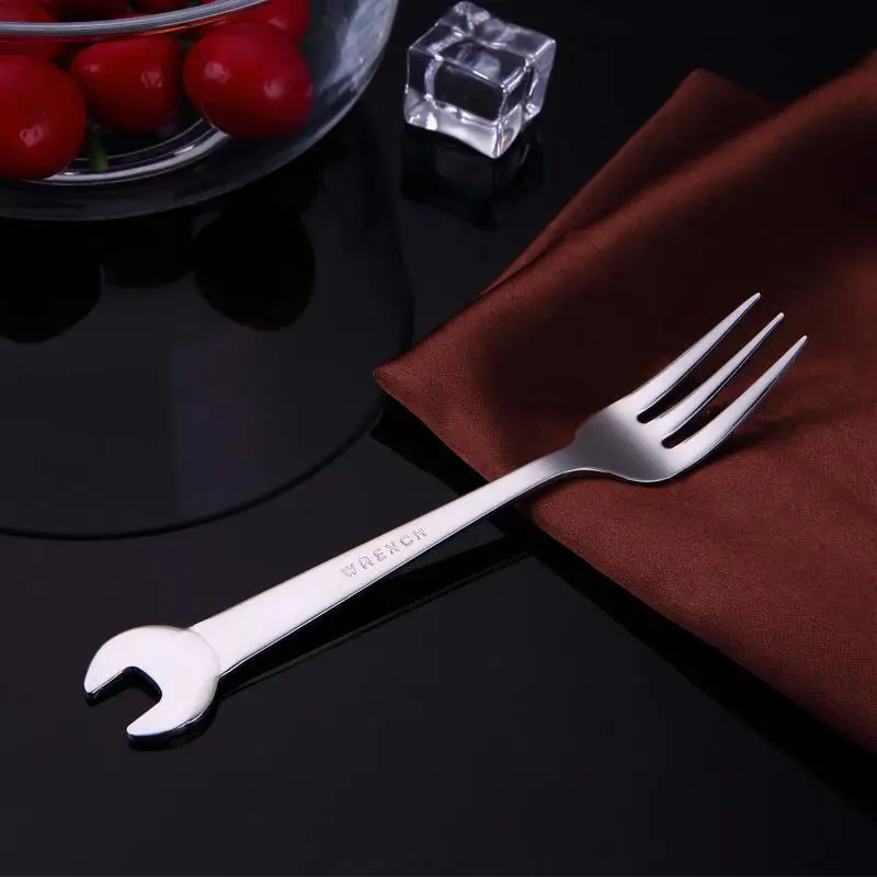 1/2/4PCS Creative Wrench Shape Tea Fork 304 Stainless Steel Dinner Spoon Coffee Cutlery Set Tableware Family Camping Kitchen