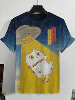 2025 Men's T-shirts Cartoon UFO Cat Japanese Art 3D Print Kid t shirts Men Women Short Sleeve O-Neck Tees Casual Street Y2k Tops
