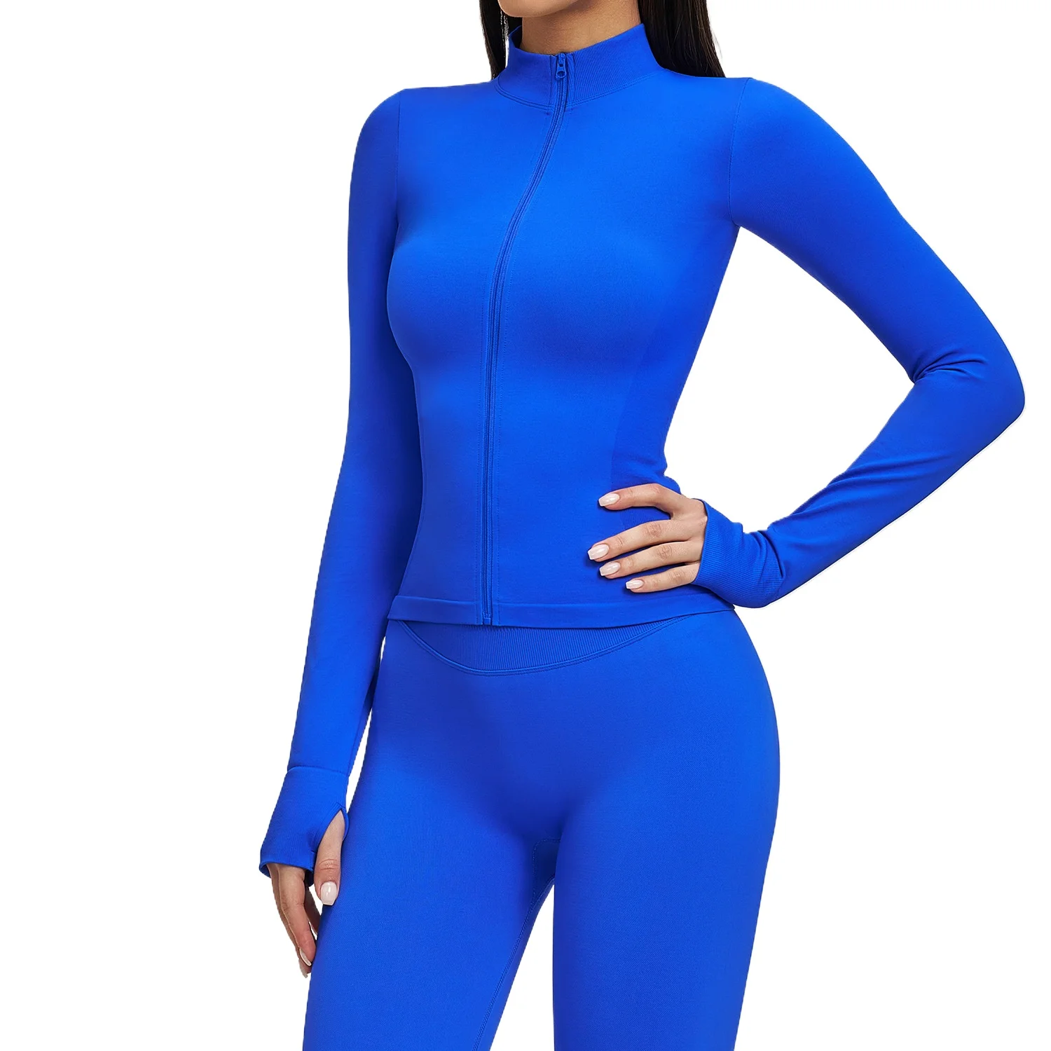 Customized LOGO women's seamless stand-up collar zipper yoga clothes jacket slim-fit sports running fitness top