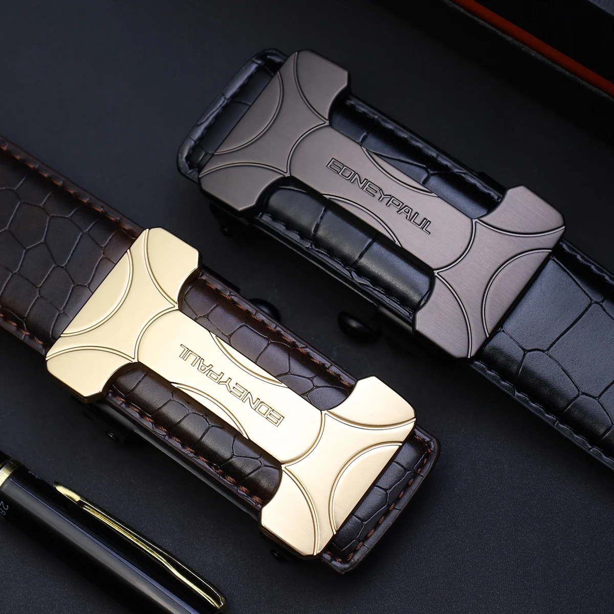 حزام جلدي بنمط الأعمال للرجال مع إبزيم تلقائي للفصول الأربعة وإكسسوارات عصرية وحزام مطابقة شخصي متعدد الاستخدامات #3