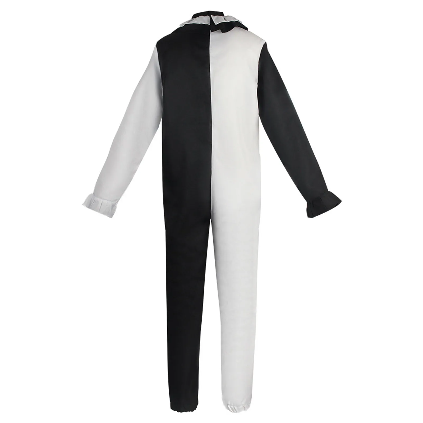 School Acsesories Halloween Scary Clown Cosplay Costume Men'S Black White Petal Sleeve Long Bodysuit  Stage Performance Costume