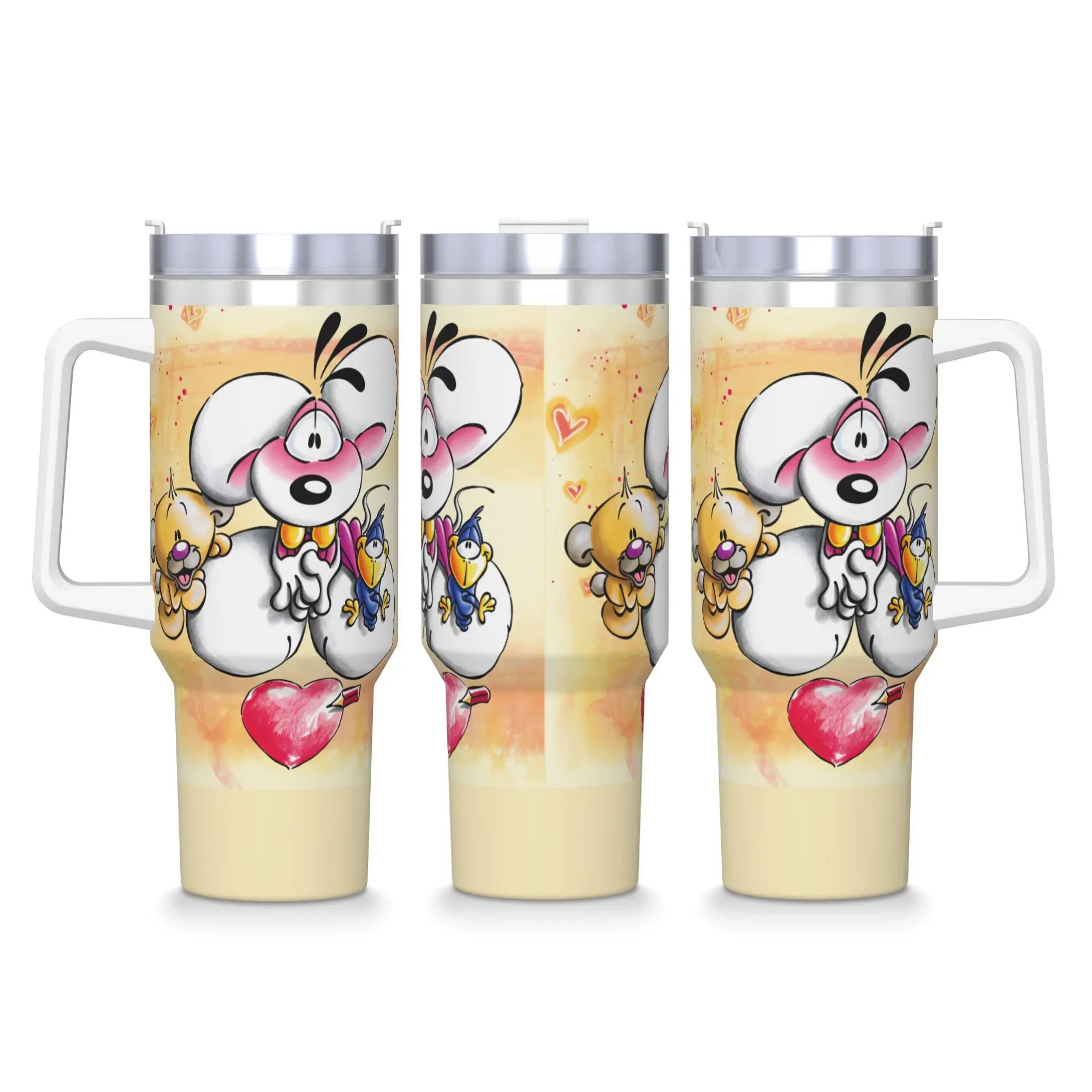 Comic Cartoons Diddl Stainless Steel Tumbler  Travelist Coffee Mug With Straws and Lid 40oz Mugs Cup Hot Drinks Water Bottle