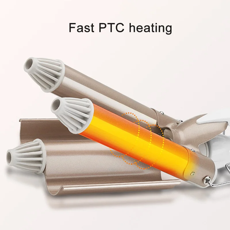 Professional Wave Electric Hair Curler PTC Fast Heating Anion Care Anti-Scalded Triple Barrels Barber Hairdressing Crimper Iron