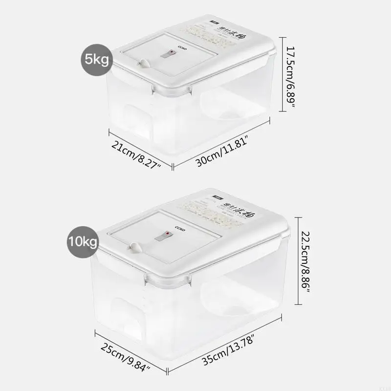 Contenitore riso Kx4B con ruote e coperchio ermetico 5 kg/10 kg Organizzatore capacità per farina cucina a casa