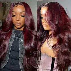 Dark Burgundy 13X6 Lace Front Wigs For Women 13x4 Lace Front Human Hair Wig Color 99J Body Wave Brazilian Hair Wig Glueless Wig