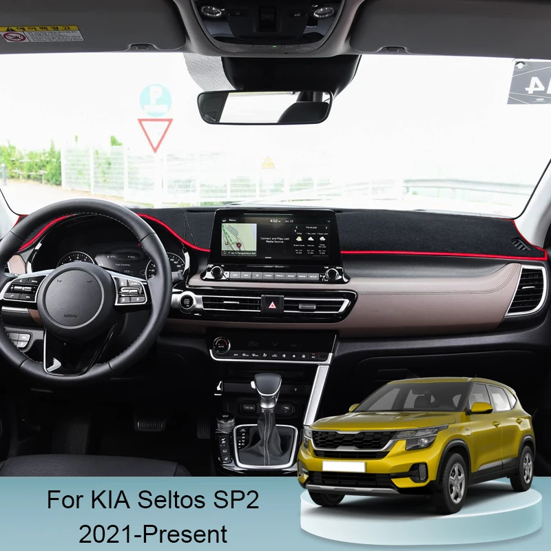 For KIA Seltos SP2 2021-Present RHD&LHD Auto Dashboard Cover Protective Pad Artificial Interior Sunshade Carpet Car Accessories