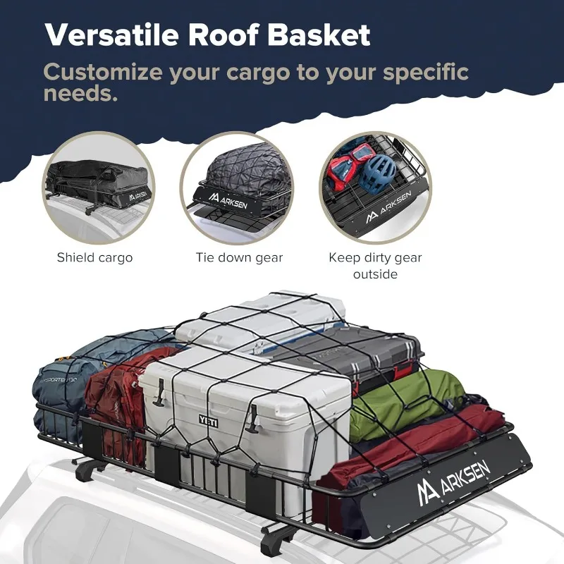 84 x 50 x 6 in. Universal Extra Wide 150 lb Heavy Duty Roof Rack with Extendable Roof Rack Cargo Basket