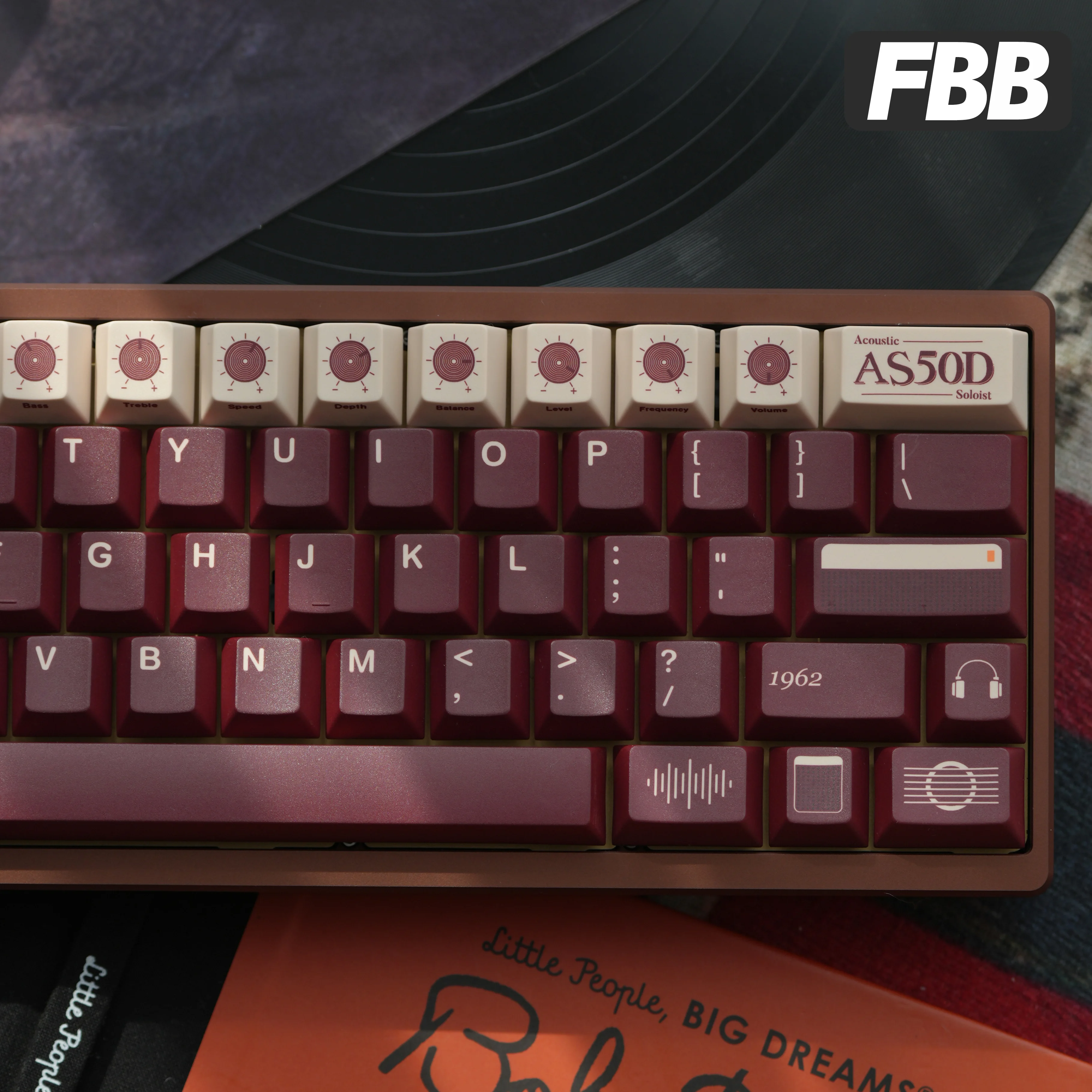 

FBB Keycaps AS50D Retro Audio Theme Mechanical Keyboard Keycap For Cherry Profile MX Switches PBT 1.7mm Thickness Brown Black
