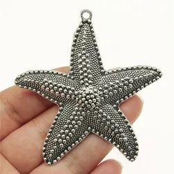 WYSIWYG 1pcs 67x63mm Big Starfish Pendants Antique Silver Color Big Starfish Charm Big Starfish Charm Pendants