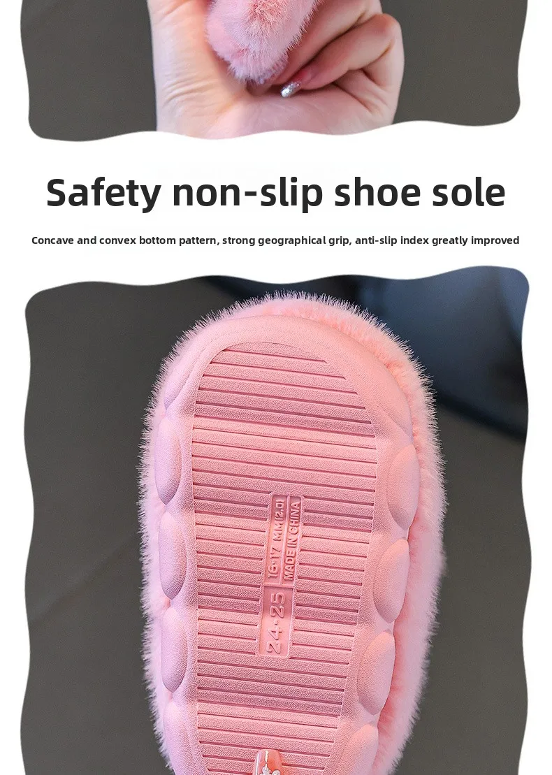 Kinder Winter Dicke Hausschuhe, Kinder Baumwollgefütterte Schuhe, Baby Warme Hausschuhe, Mädchen Süße Cartoon Kaninchen Tier Hausschuhe – Detail 8