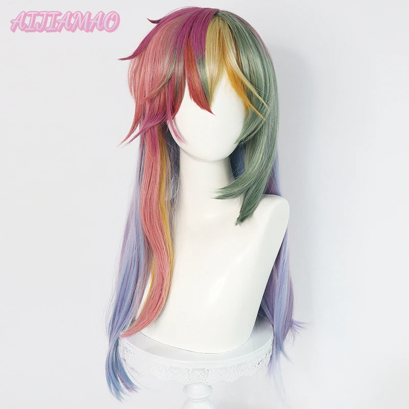 Pony Rainbow Dash Cosplay Wig Multi Color Heat Resistanct Synthetic Hair Cosplay Costume Wigs + Wig Cap