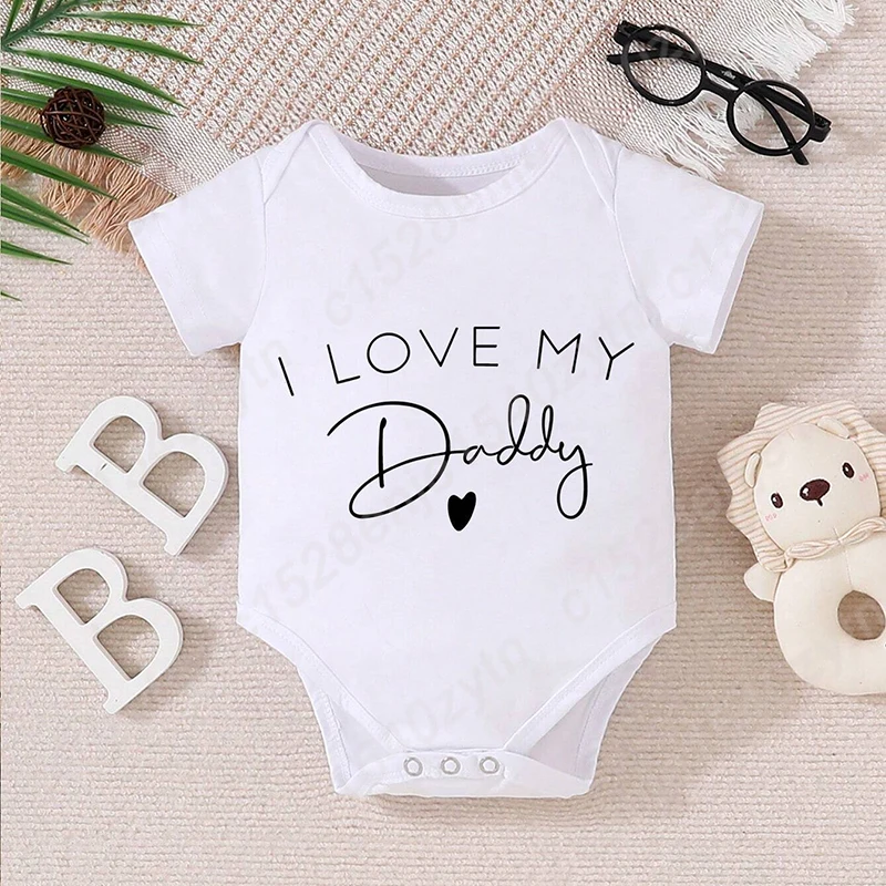 

Summer Comfort Bodysuit, I Love My Daddy Unisex Cotton Bodysuit For Newborns, Crew Neck Bodysuit Clothes For Baby Boys And Girls