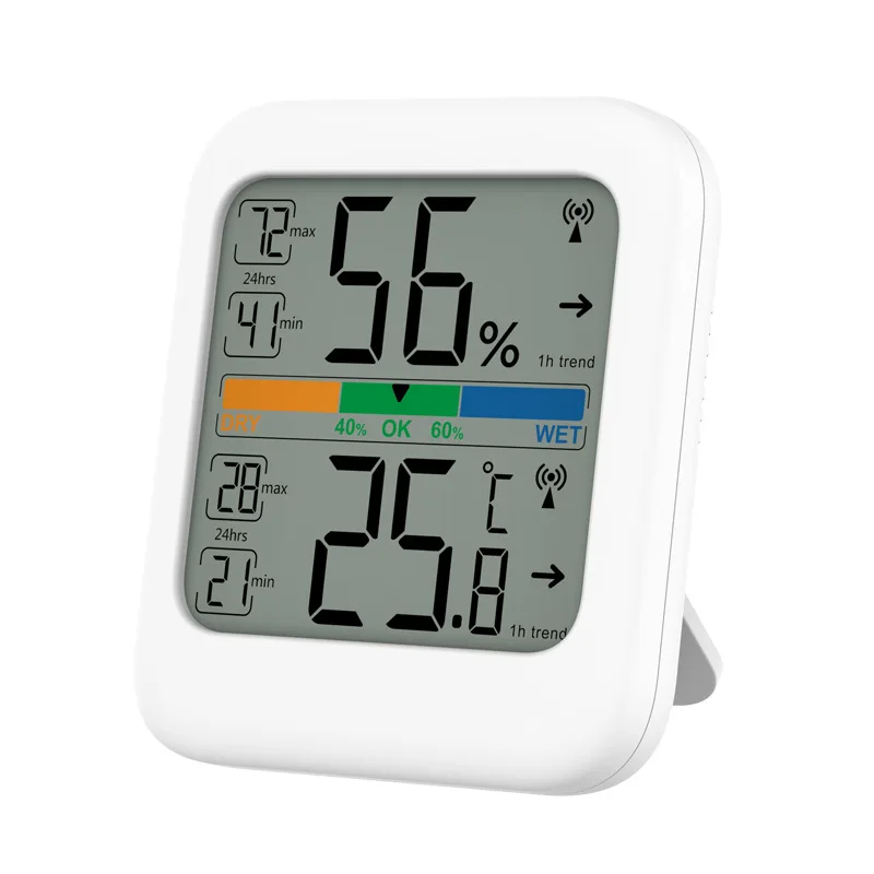 مقياس درجة الحرارة والرطوبة الإلكتروني للمنزل الداخلي عالي الدقة يُثبت على الحائط لسطح المكتب لغرفة الأطفال #5
