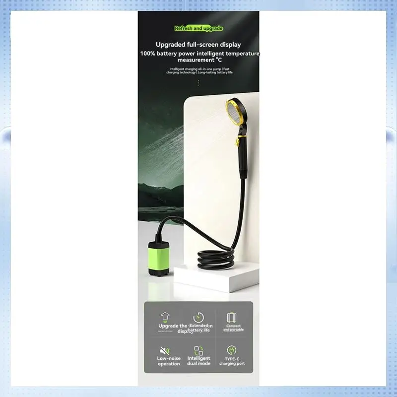 

ABMW-Outdoor Shower Kit Camping Shower Pump Full Screen Digital Display 7800Mah Upgraded Low Noice Outdoors Shower Kit