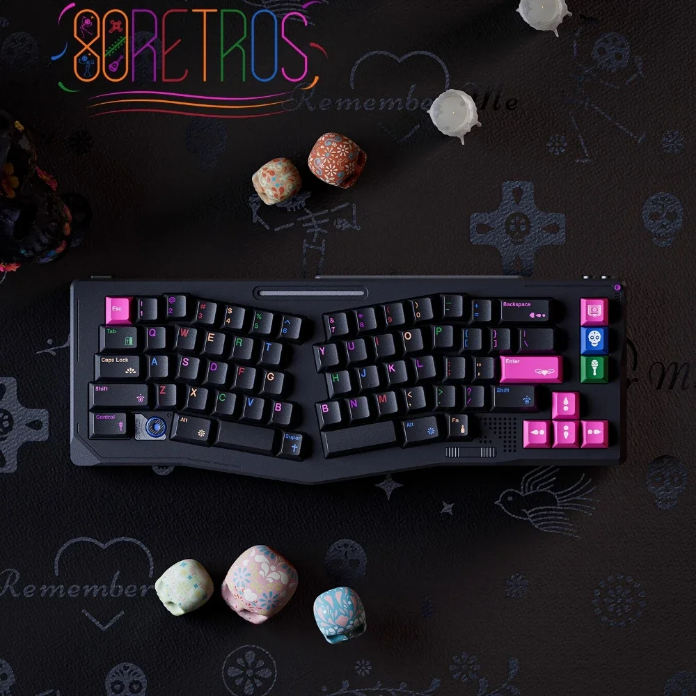 

80Retros Day of The Dead Theme Keycap PBT Custom Keyboard Cap Cherry Profile KeyCap for Mechanical Keyboard Accessories Gifts