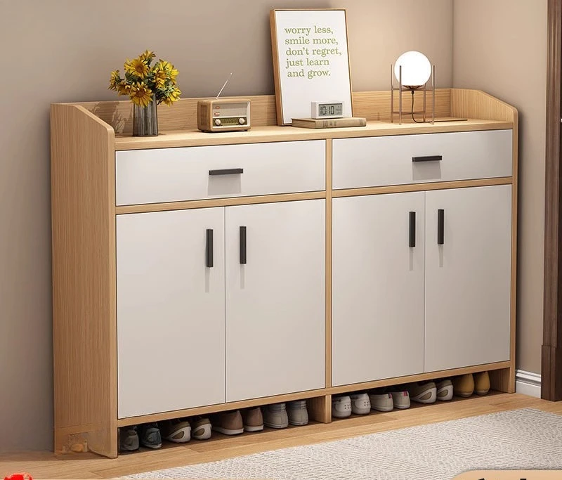 

Solid wood shoe cabinet entrance shoe cabinet 2023 new Nordic style multi-layer