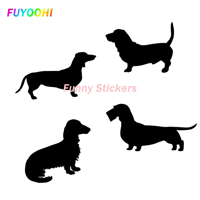 FUYOOHI Play Stickers Wirehaired Dachshund Silhouette Car Stickers Vinyl Creative Decals Air Conditioner Trunk Decor Car Goods