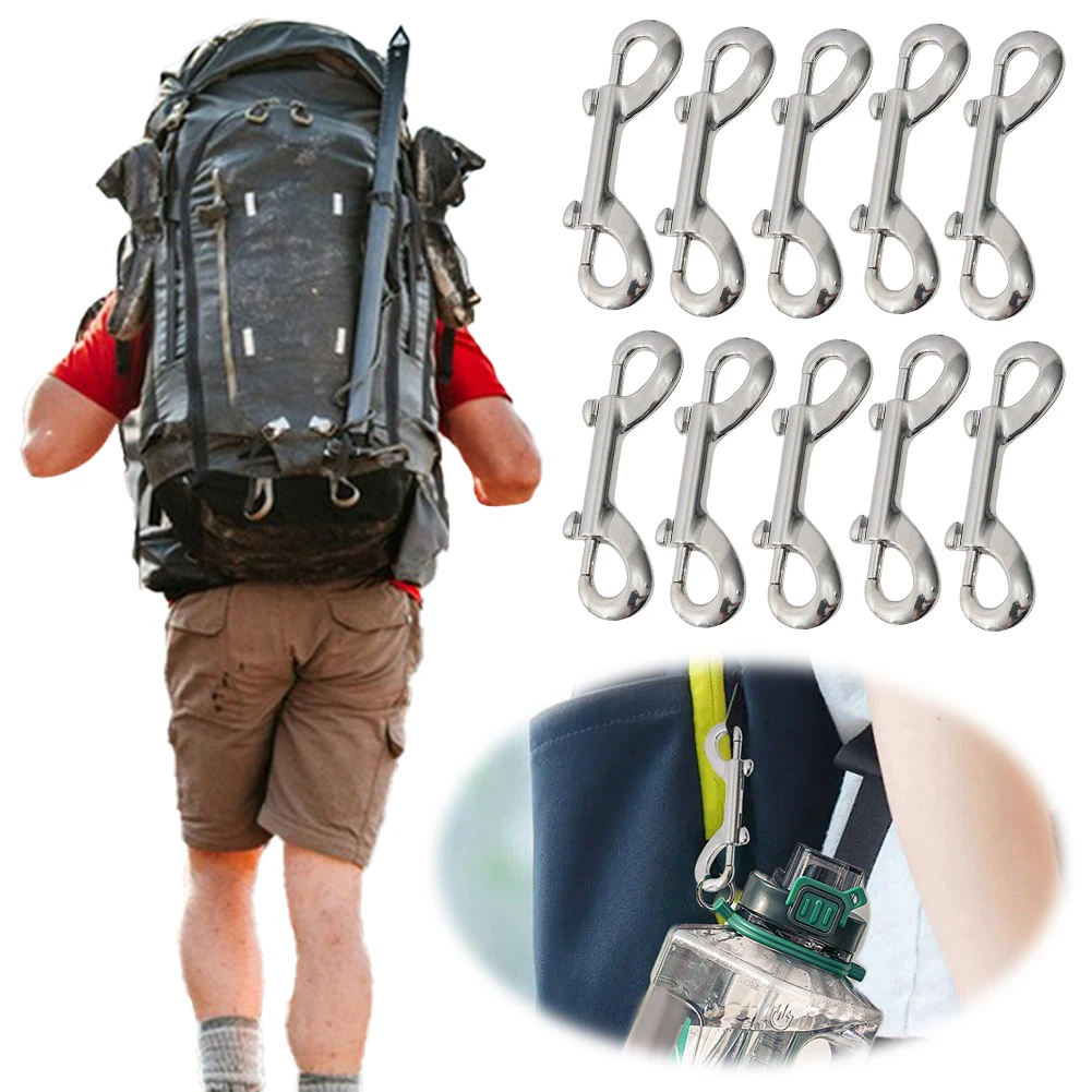 

10pcs Trigger Snaps Metal Clips 316 Stainless Steel Quick Draw Link Carabiner for Linking Dog Leash Feed Buckets