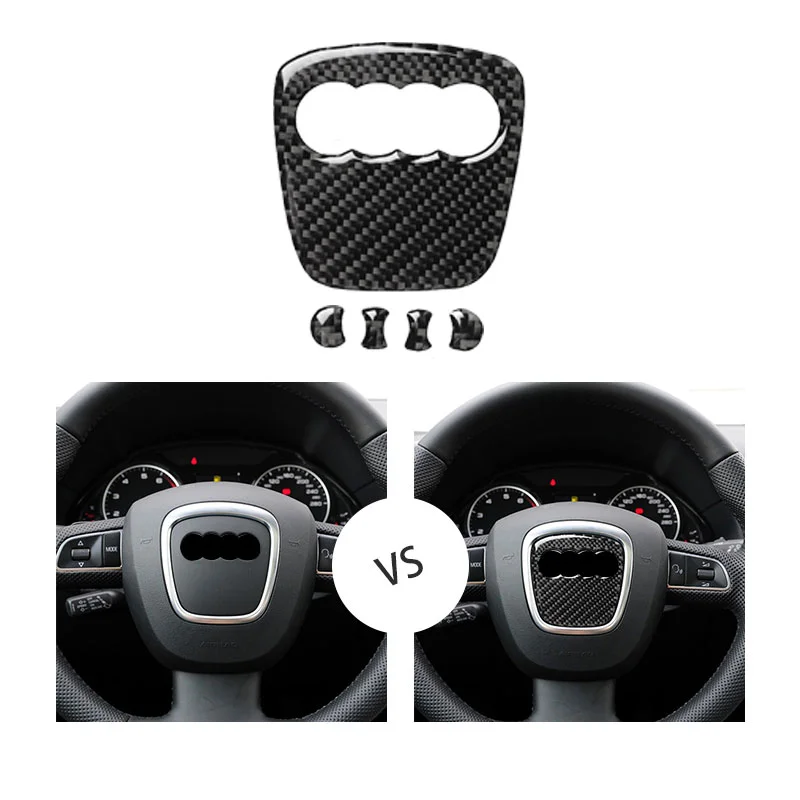 For Audi Q5 A4 A3 A6 Q3 Q7 Interior Carbon Fiber Steering Wheel Panel Cover Trim Sticker