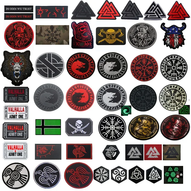 IR Infrared Reflective Wolf 3D PVC Patch Viking Embroidered Tactical Military Patches Appliqued Emblem Compass Rubber Embroidery