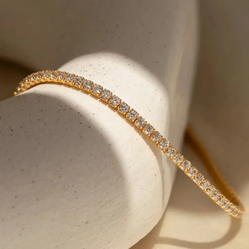 European and American Fashion Niche Single Row Drill Bracelet Round Zircon Tennis Bracelet Bracelet Hand Jewelry image 5