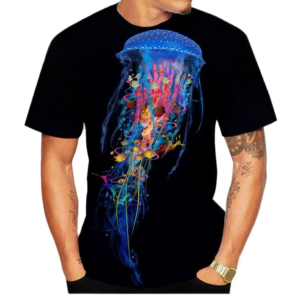 

Summer Men's Jellyfish 3D Printed Fashion Casual Short-sleeved T-shirt