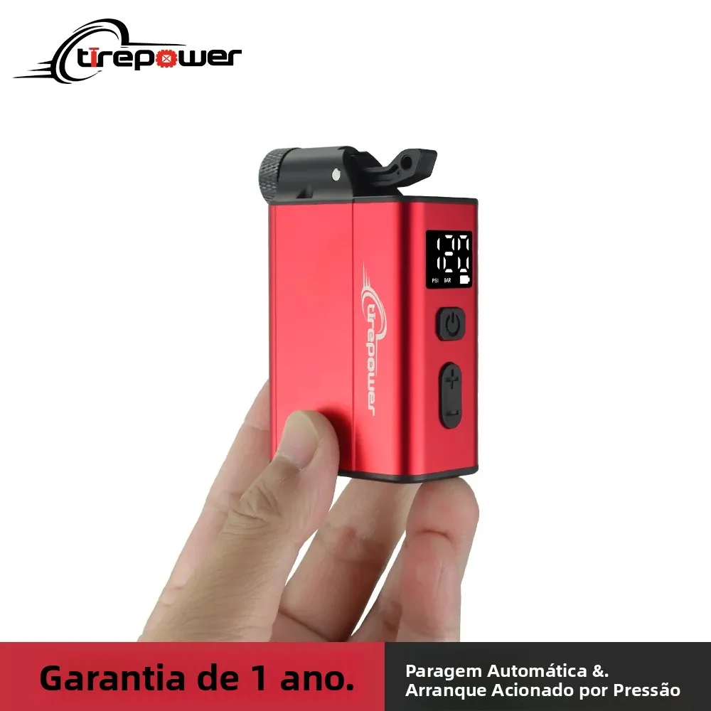 Bomba de Ar Elétrica para Bicicleta com Carregamento Rápido Tipo C, 120 PSI, Mini Inflador Portátil para Pneus de Bicicleta com Bateria Dupla de 480mAh e Display