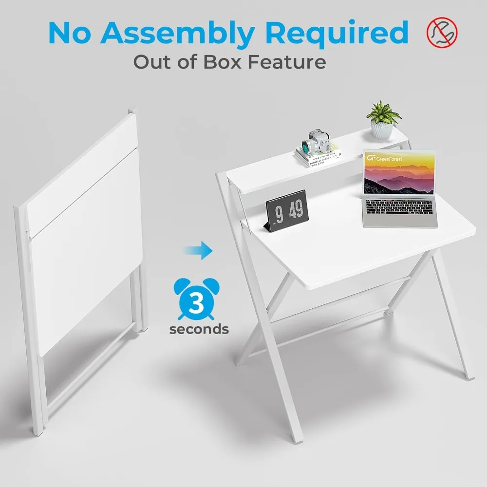 مكتب قابل للطي مكون من طبقتين، رف مكتب كمبيوتر مدمج لتوفير المساحة، طاولة قابلة للطي للاستخدام في المنزل والمكتب #4