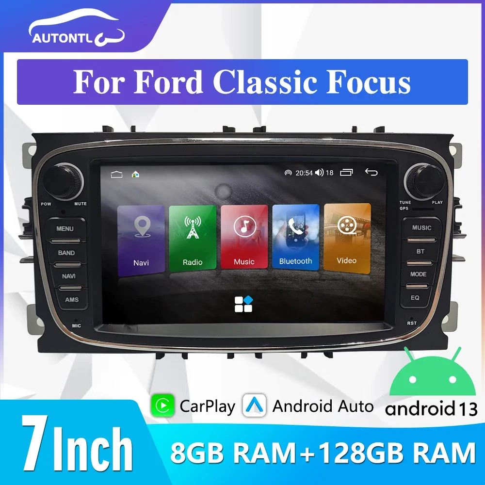 7-inch 2 din Android 13 Car Stereo For Ford Classic Focus Car Radio GPS Multimedia 4G Carplay Multimedio Player