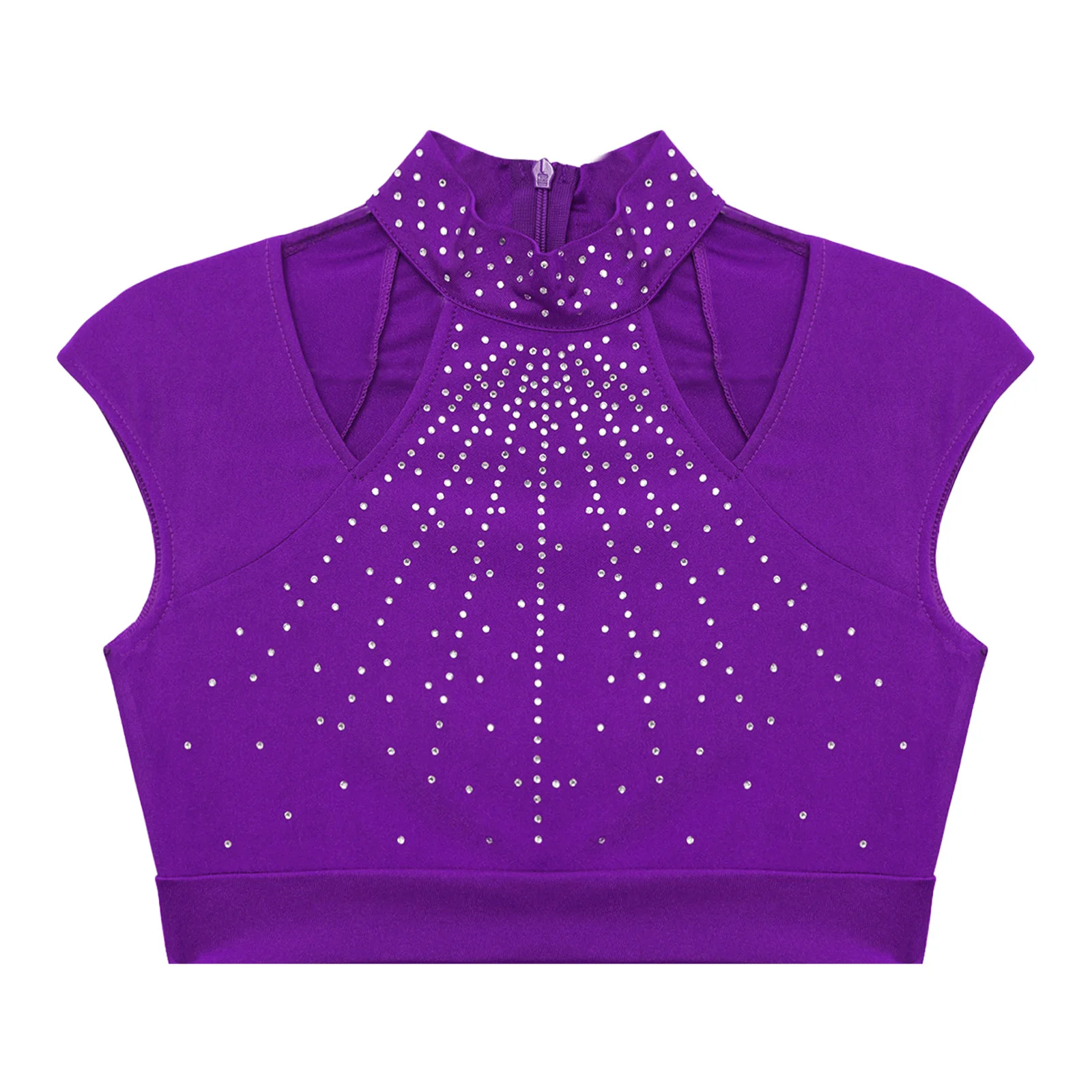 Kids Crop Top Cutout Shiny Rhinestones Sleeveless Tops for Girls Figure Skating Ballet Dance Gymnastics Children\'s Clothes