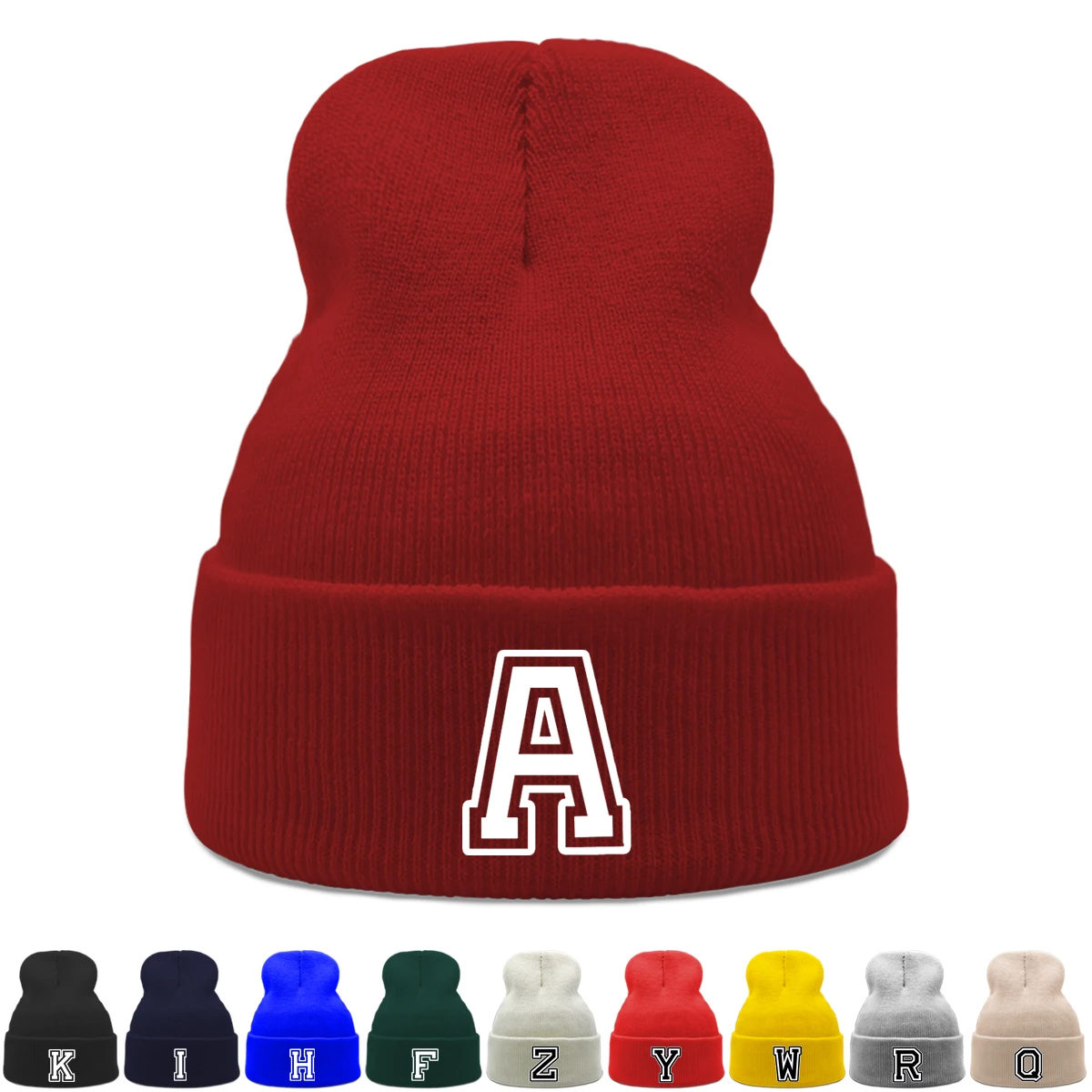 أسود أبيض خطابات طباعة الخريف قبعة شتوية للنساء الرجال يندبروف Skullies Beanies بسط خفيفة الوزن قبعات باردة الدفء