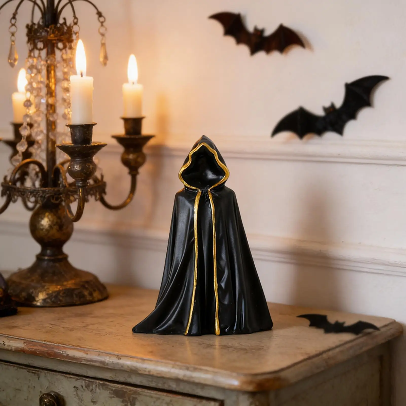 Halloween Tree Decorations Spooky Resin Black Cloak Faceless Ghost Decoration Resin Halloween Statues For Eave Window Frame