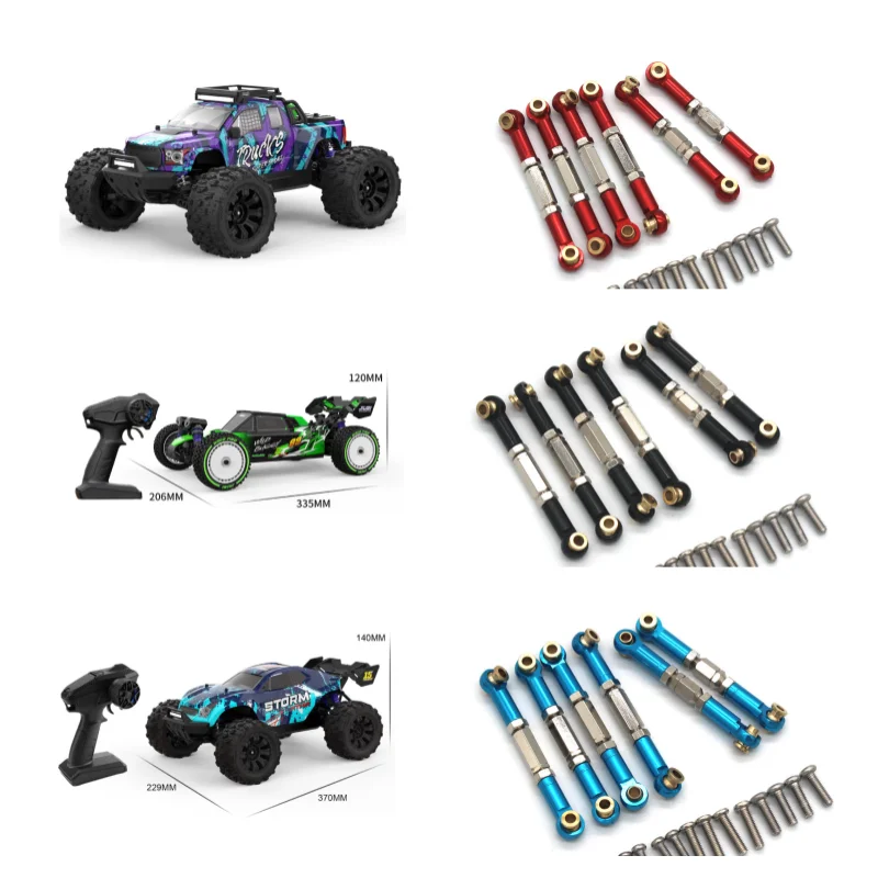 JIUSI 1/14 MT14R RC 1/12 WB12 PRO Metal Accessories, Car Traction Rod with Remote Control, 6 Parts Spare Part