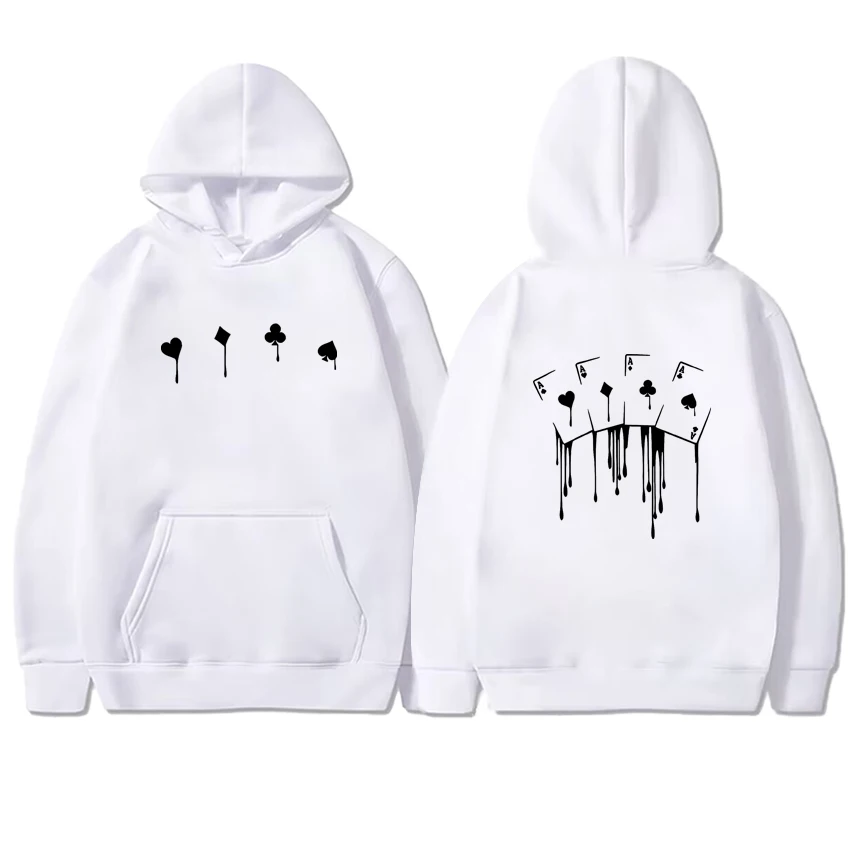 2025 Funny Playing Cards Double Sided Print Sweatshirt Autumn Winter Fleece Hoodie Men Women Long sleeve Pullover Unisex Y2K Top