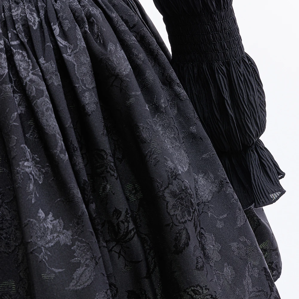 Mädchen Langarm Schwarzes Kleid Ausgefallenes Hexen-Cosplay-Kostüm Hexen-Halloween-Kleid Karneval Geburtstagsfeier Kinderkleidung – Detail 5