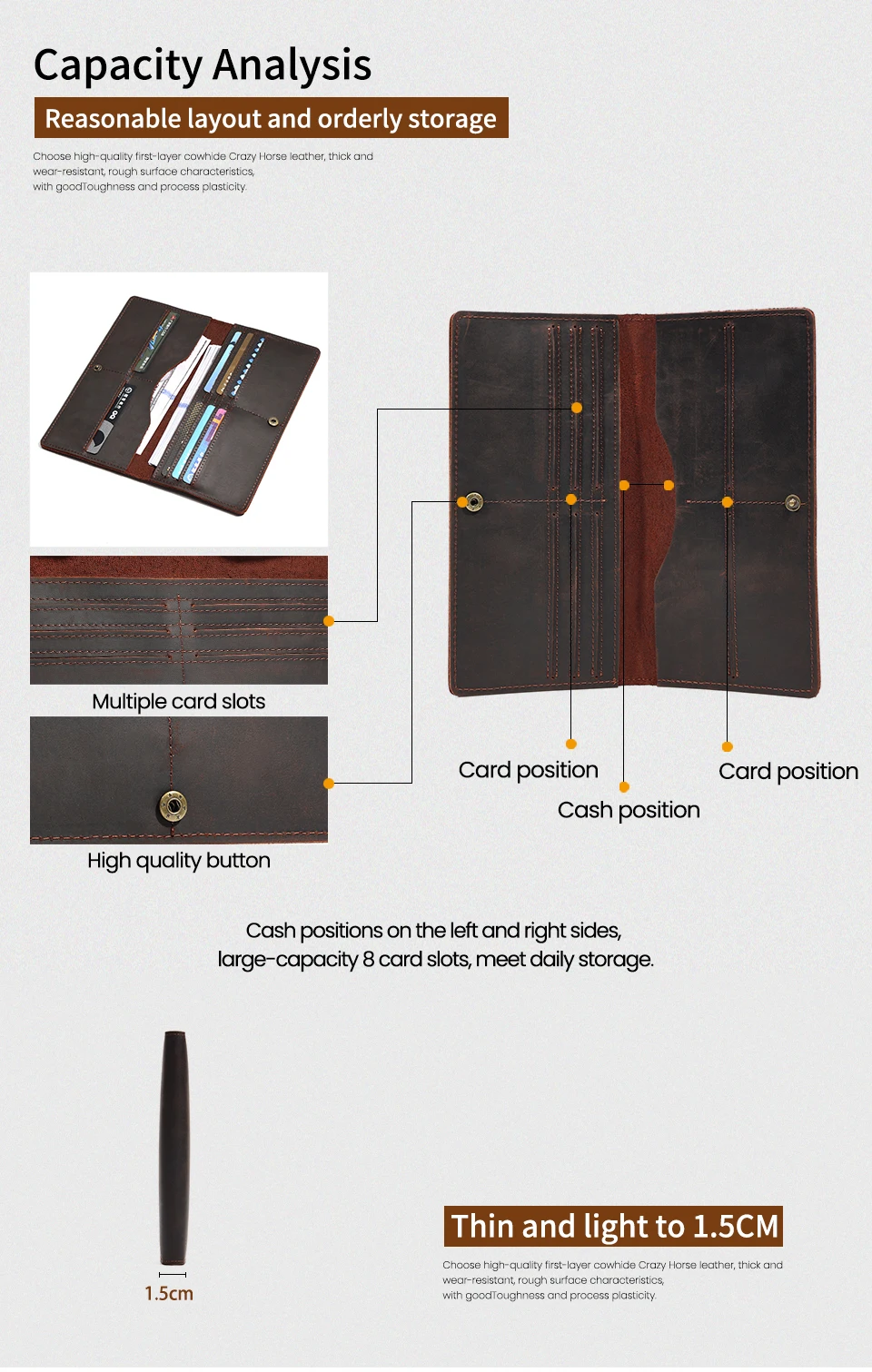 Joyir Echt leder Brieftasche Männer Leder lange Brieftasche Clutch Tasche Vintage männliche Geldbörse für Scheck heft Kreditkarten minimalist ische Geldbörsen – Detail 5