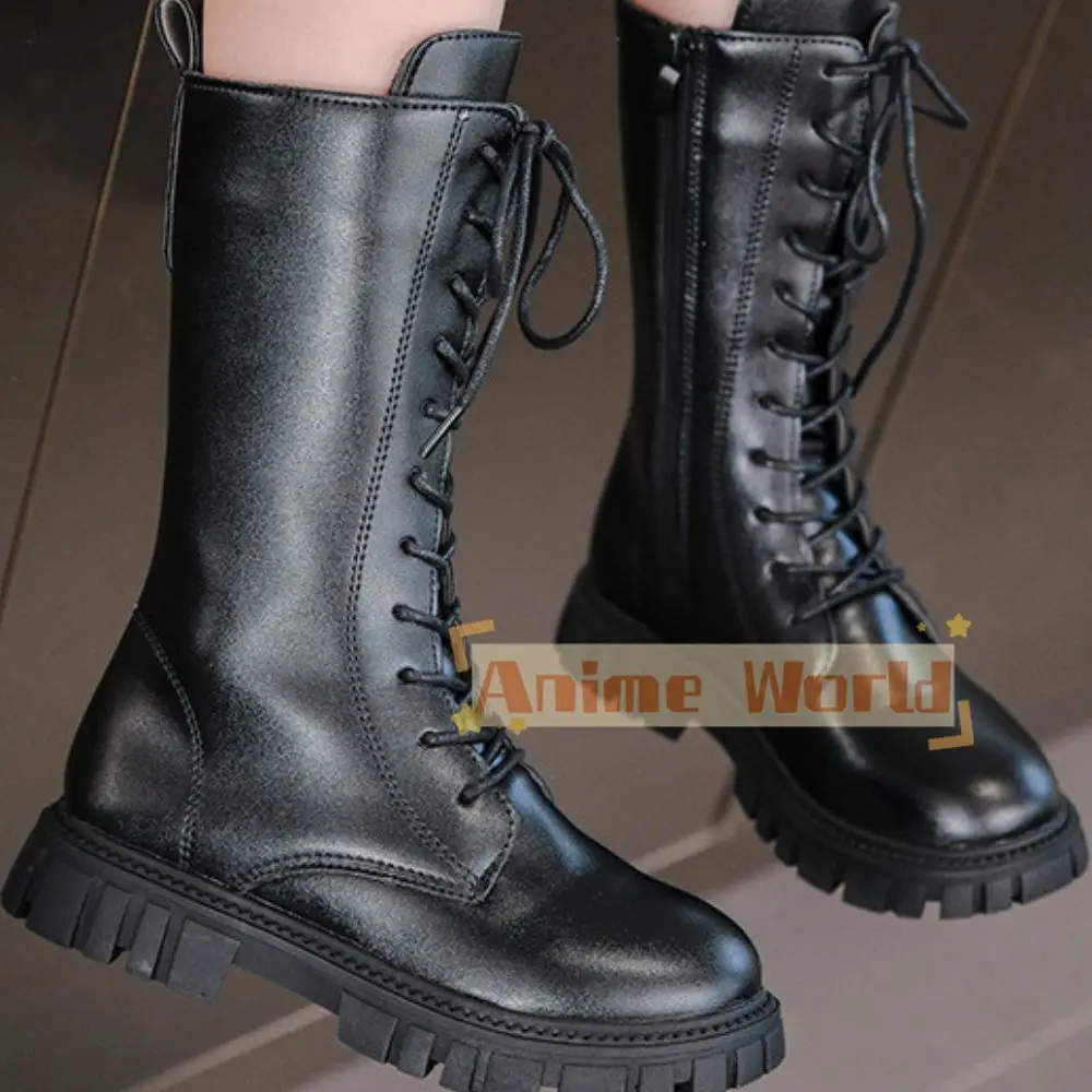 Kids Girls Kpop Demon Hunters Rumi Zoey Mira Cosplay Boots Shoes Child Leather Shoes Roleplay Halloween Carnival Costume Props