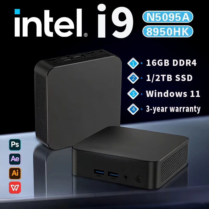 Мини-ПК Windows 11 pro Intel Core i9 8950HK 16 ГБ DDR4 1 ТБ SSD ПК геймерский компьютер Dual WIFI 6 BT5.2 4K HD Мини-игровой ПК