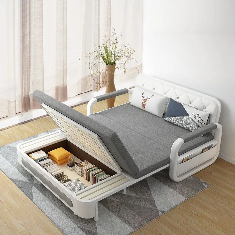 

Small apartment multi-functional foldable sofa bed, storage , simple and modern, latex dual-purpose double fabric