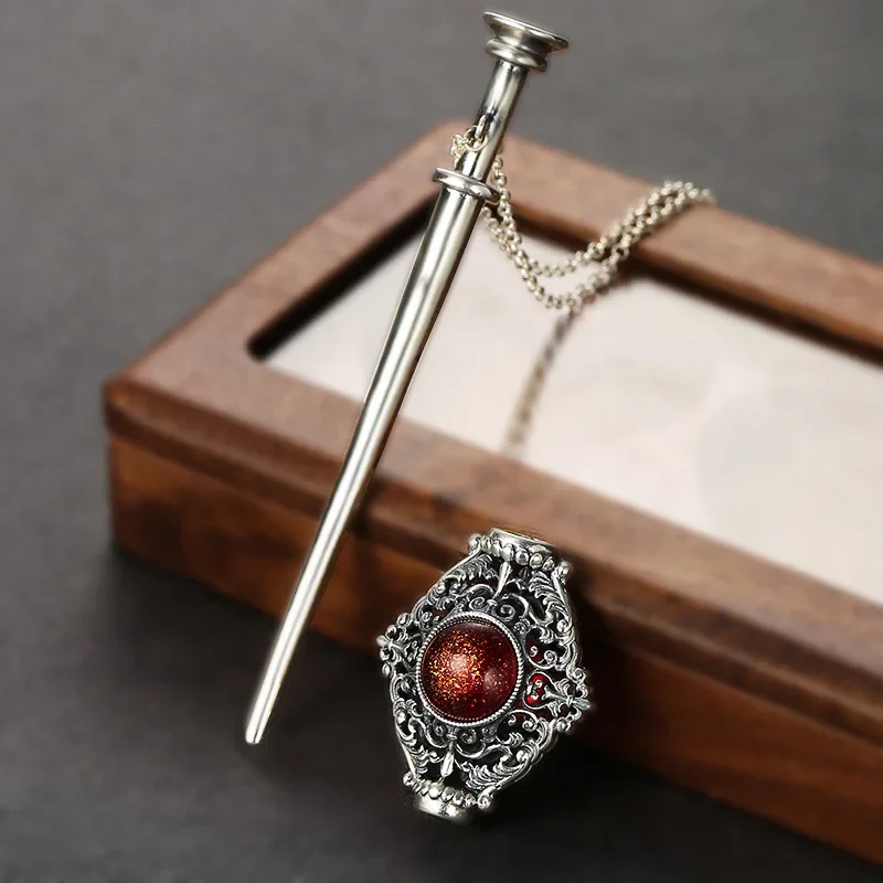 Replica Of Grindelwald's Blood Pact Stone HP Movie Necklace 925 Sterling Silver Necklace Pendant Detachable Jewelry Couple Gifts