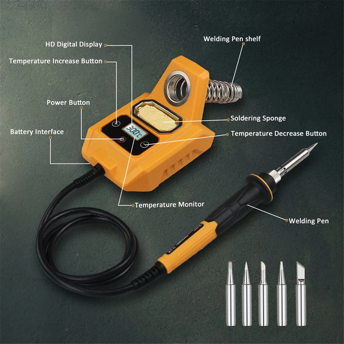 HJBW Cordless Soldering Station for Dewalt 20V Max Battery - Electric Digital LCD Display Soldering Iron Station