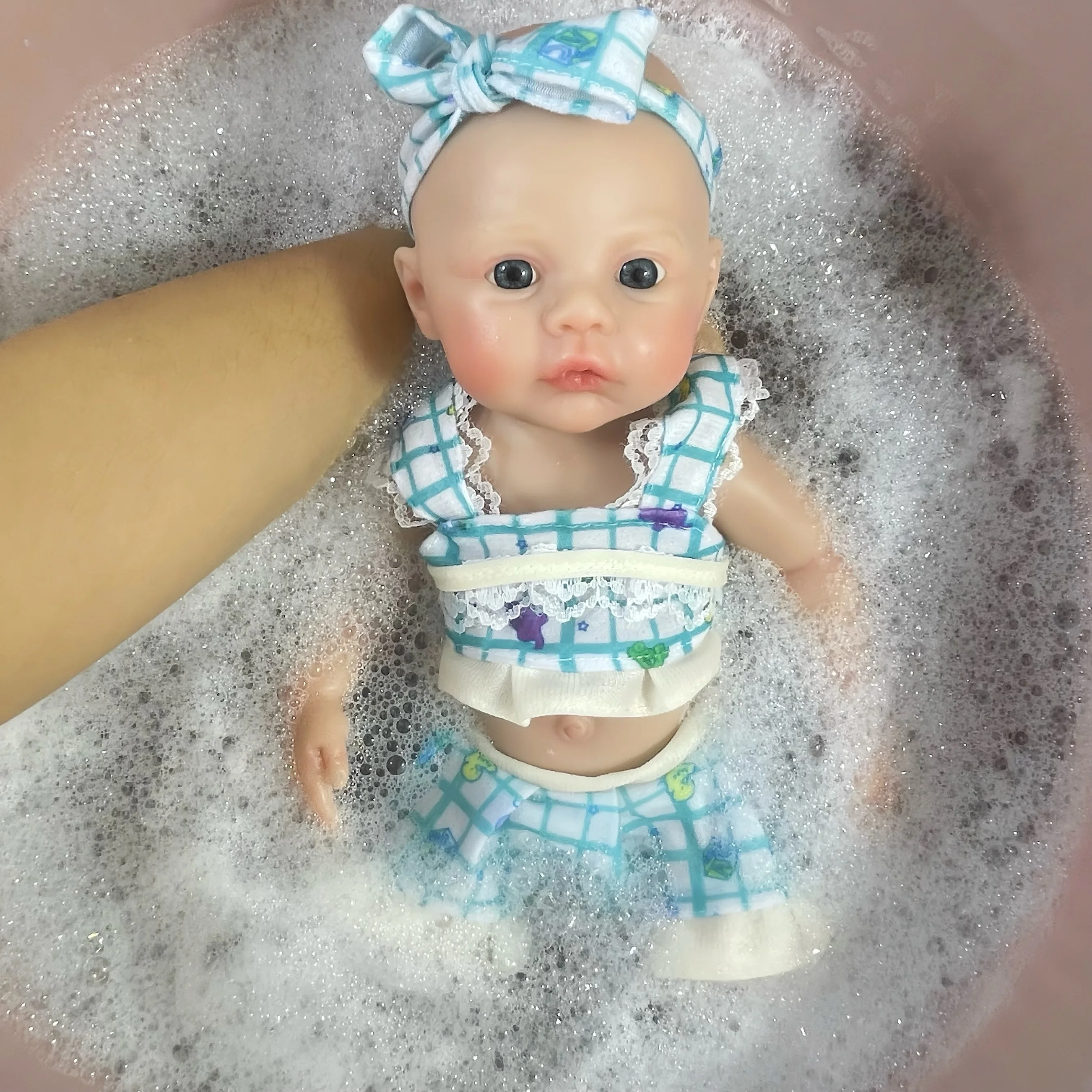 دمية أطفال صغيرة مطلية بالسيليكون مقاس 13 بوصة، هدية لعبة دمية أصلية للفتيات من السيليكون الصلب قابلة للغسل