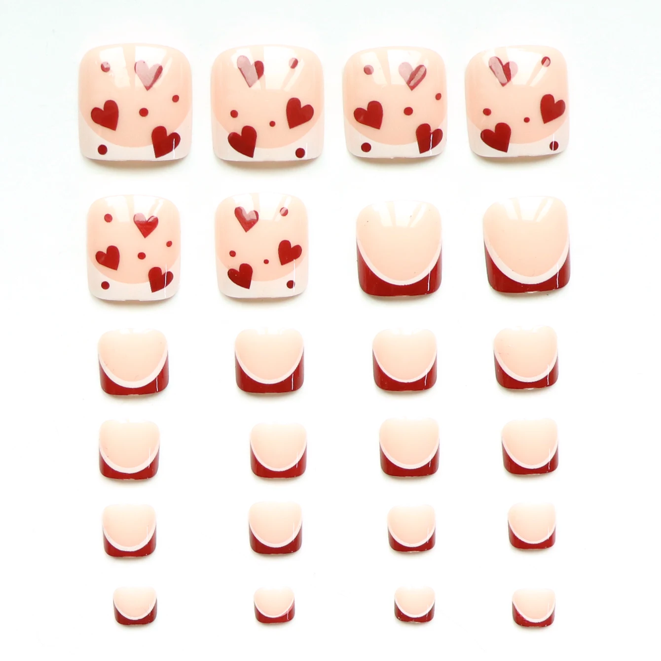 24 pezzi Migliora il tuo look con set di dita finte a forma di cuore rosso con bordi rosa 1 lima per unghie e 1 kit di adesivi per colla per unghie