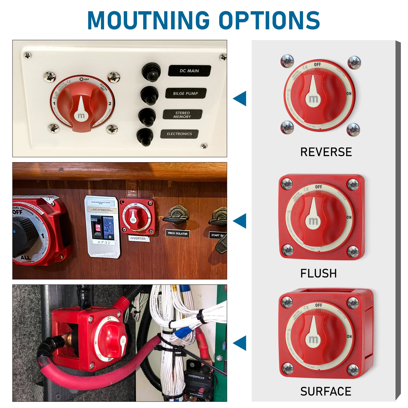 CNSPEED 6006 M-Series تشغيل/إيقاف مفتاح البطارية مع مقبض ل البحرية RV السفر مقطورة قارب سيارة تخييم IP66 العروات Heatshrink 300A 48 فولت