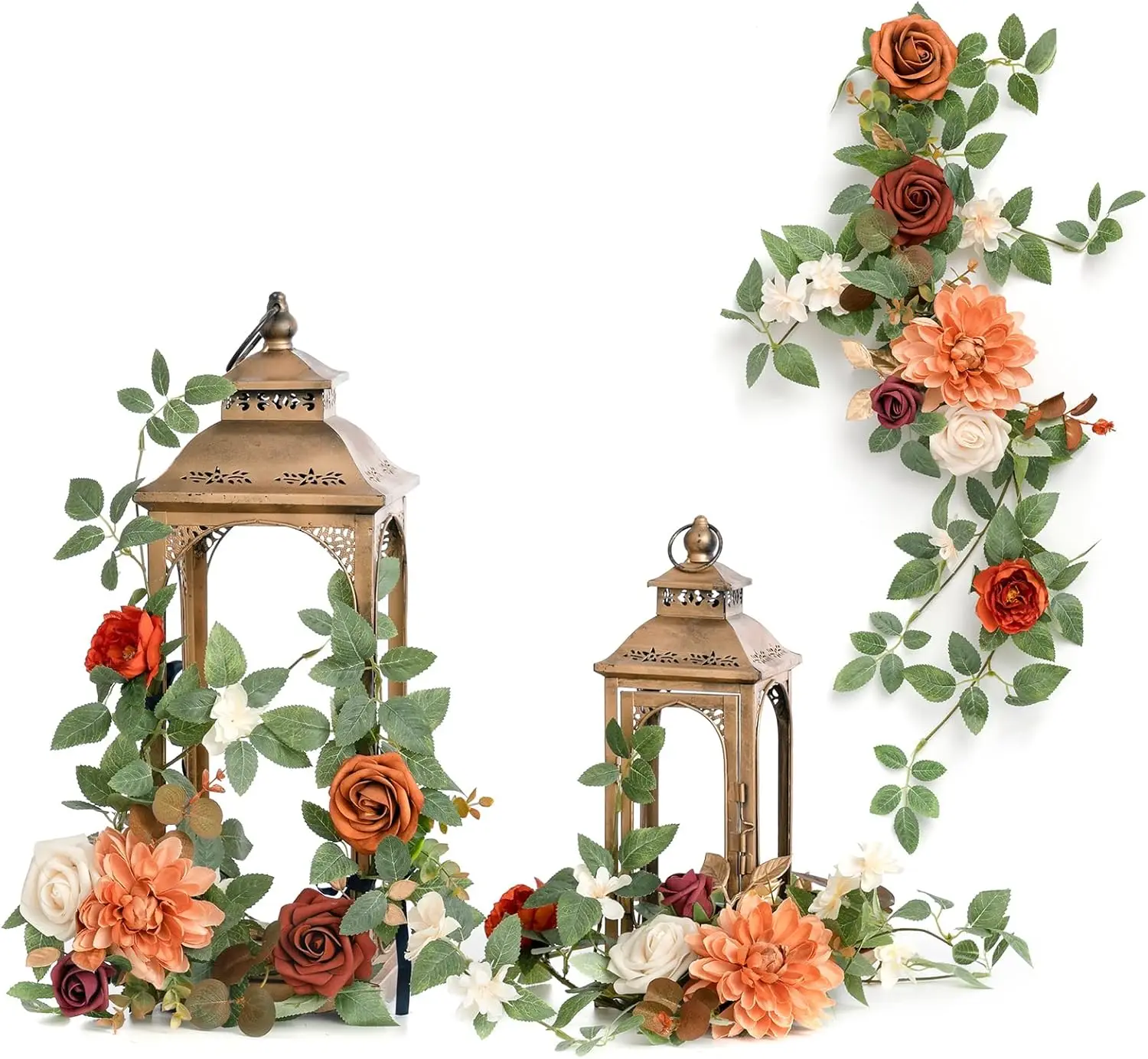 

6Pack 1.8ft Artificial Flowers Garland Terracotta Lantern Flower Centerpieces Burnt Orange Wedding Aisle Decor Chair Flowers Arc